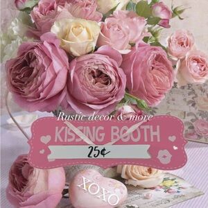 Pink Kissing Booth Sign Closed 25 cents
Valentines Romantic Love